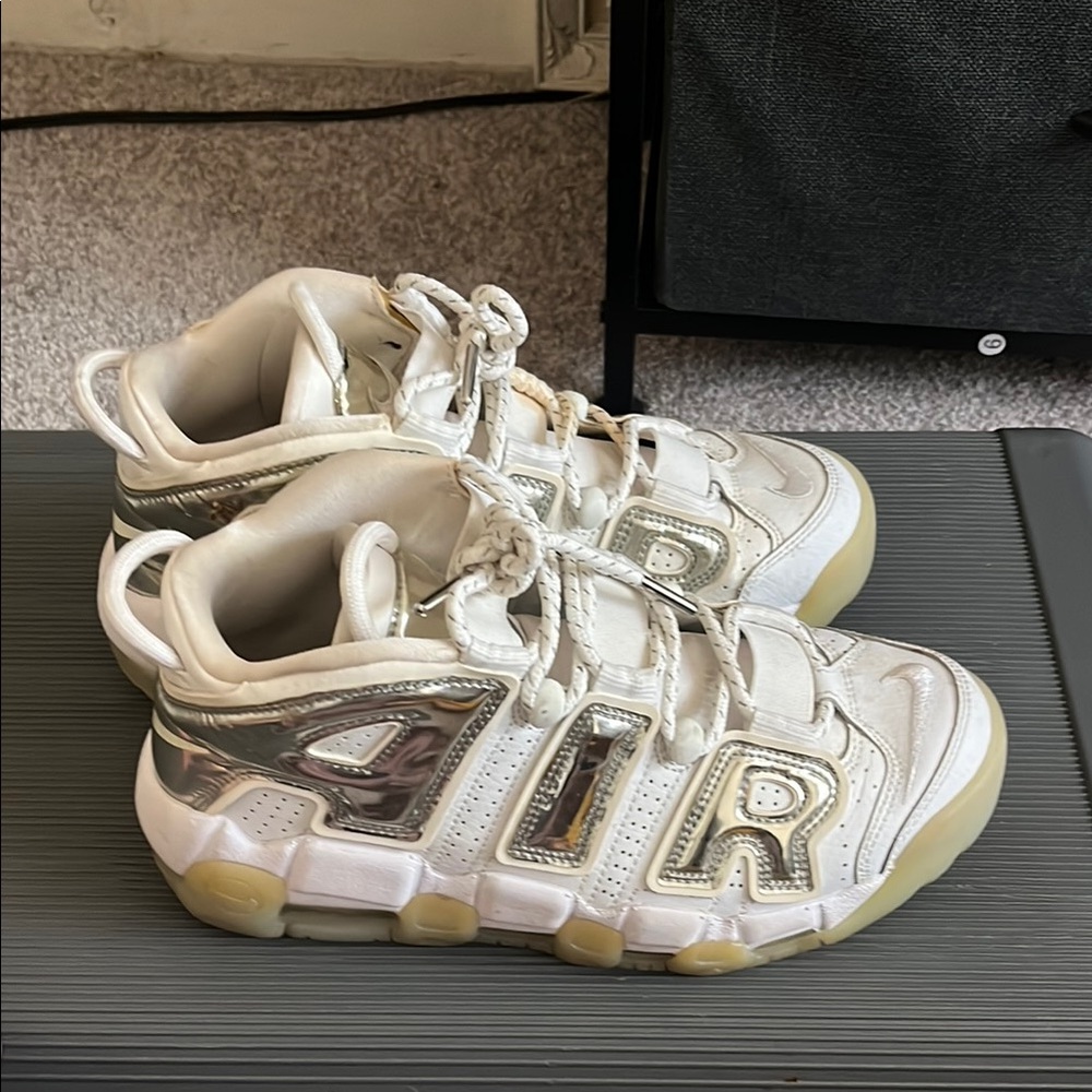 Nike Women Uptempo 96 White and Silver Sneakers